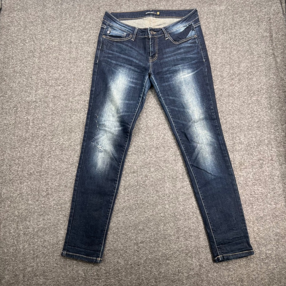 Just USA Los Angeles Womens Size 13 Dark Wash Distressed Skinny Jeans JP2010